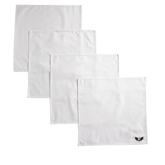 CUPCAKES & CASHMERE Set Of 4 Embroidered Bat With Bow Napkins - Picture 2 of 7
